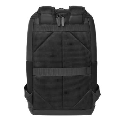 7. Rivacase Eden City Rucksack, Schwarz, Polyester, gewachstes Leder (Pull-Up)