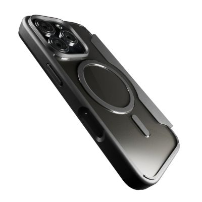 8. Puro Book Mag MagSafe Lederhülle mit Flip und Kartensteckplatz für iPhone 16 Pro – Schwarz