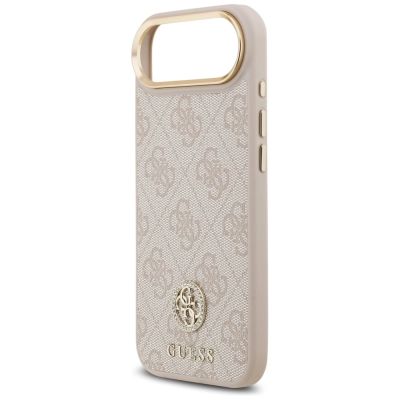 6. Guess 4G Strass Logo & Big Strap Metal Buttons MagSafe Case für iPhone Air - Pink