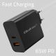 4. QOLTEC Super-Schnellladegerät mit PD-Anschluss | 1x USB-C | 1x USB | 65 W | 5–20 V | 1,5–3,25 A | Schwarz
