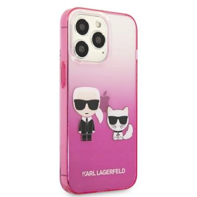4. Karl Lagerfeld Gradient Ikonik Karl&Choupette Hülle für iPhone 13 Pro / iPhone 13 - Pink