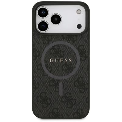 3. Guess 4G Ring Classic Logo MagSafe Hülle für iPhone 17 Pro Max - Schwarz