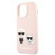 6. Karl Lagerfeld Silikon Ikonik Karl&Choupette MagSafe Case für iPhone 13 Pro / iPhone 13 - Hellrosa