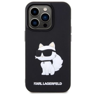 3. Karl Lagerfeld KLHCP14L3DRKHNK iPhone 14 Pro 6.1" schwarz/schwarz Hardcase Rubber Choupette 3D