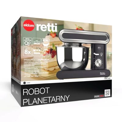 12. ELDOM PLANETARROBOTER WRK1400 RETTI 1400W MAX. LEISTUNG 1900W SCHWARZE SCHALE 6,2 L LANGSAMSTART