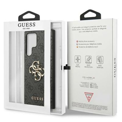 8. Guess 4G Big Metal Logo Hülle für Samsung Galaxy S24 Ultra - Schwarz