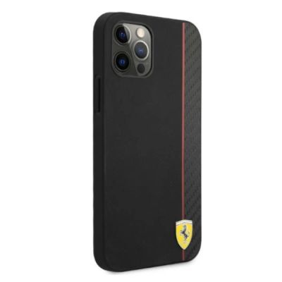 4. Ferrari FESAXHCP12LBK iPhone 12 Pro Max 6,7" schwarz/schwarz Hardcase On Track Carbon Stripe