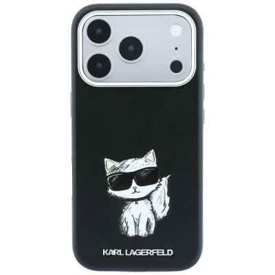 4. Karl Lagerfeld Smooth Choupette Sketch MagSafe Hülle für iPhone 18 Pro / 17 Pro / 18 Pro - Schwarz