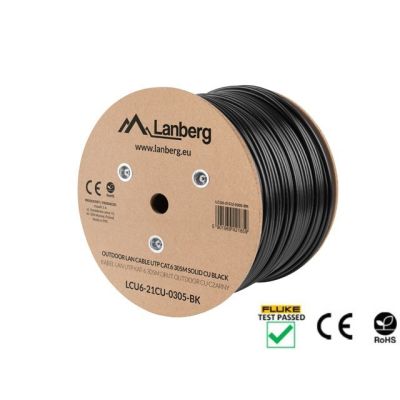 9. Lanberg LCU6-21CU-0305-BK externes Netzwerkkabel (UTP; 305 m; Kat. 6; schwarz)