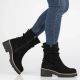 8. Damen-Ankle-Boots aus Leder, gerüscht, schwarz, Filippo DBT6402