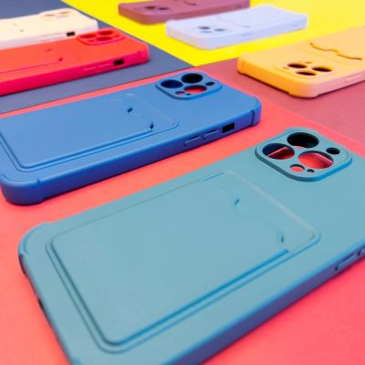 4. Card Armor Case Pouch Cover für Xiaomi Redmi 10X 4G / Xiaomi Redmi Note 9 Card Wallet Silikon Armor Cover Air Bag Orange