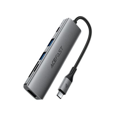 Acefast J18 USB-Hub USB-C 6-in-1 HDMI 4K 60Hz PD90W Dockingstation – Grau