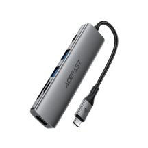 Acefast J18 USB-Hub USB-C 6-in-1 HDMI 4K 60Hz PD90W Dockingstation – Grau