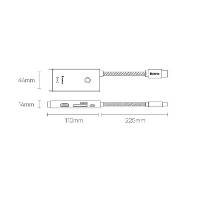 24. Baseus Lite Series multifunktionaler HUB USB Typ C - 2 x USB 3.0 / USB Typ C PD / HDMI 1,4 / SD / TF weiß (WKQX050102)