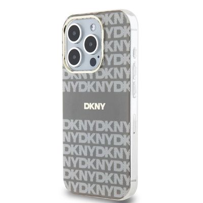 2. DKNY IML Mono & Stripe MagSafe Hülle für iPhone 15 Pro Max – Beige