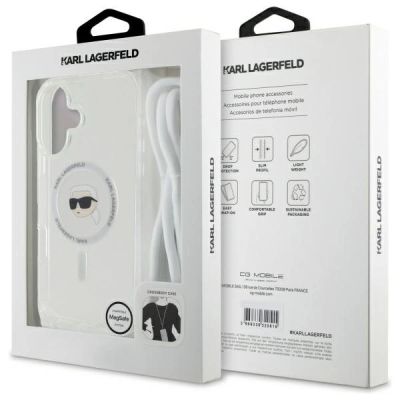 7. Karl Lagerfeld Crossbody IML Karl Head Magsafe Hülle für iPhone 16 – transparent