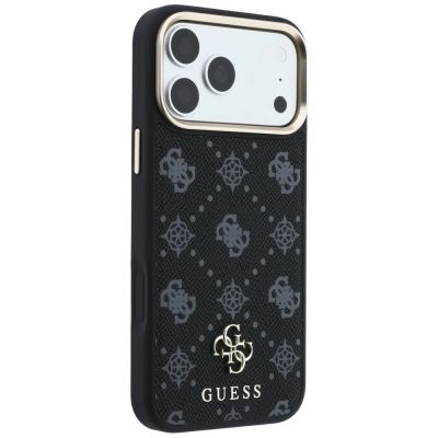 4. Guess Peony 4G MagSafe Hülle mit kleinem Logo für iPhone 17 Pro / 18 Pro – Schwarz