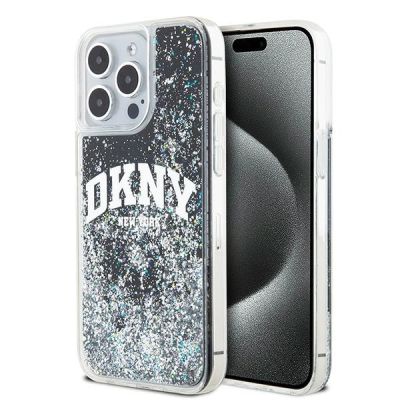 DKNY Liquid Glitter Big Logo Hülle für iPhone 15 Pro Max – Schwarz