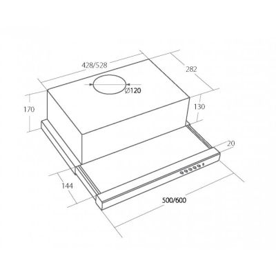 3. Teleskop-Unterbauhaube AKPO WK-7 LIGHT ECO 60 INOX (Edelstahlfront)