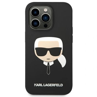 3. Karl Lagerfeld Silikonhülle mit Karls Kopf für iPhone 14 Pro Max – Schwarz