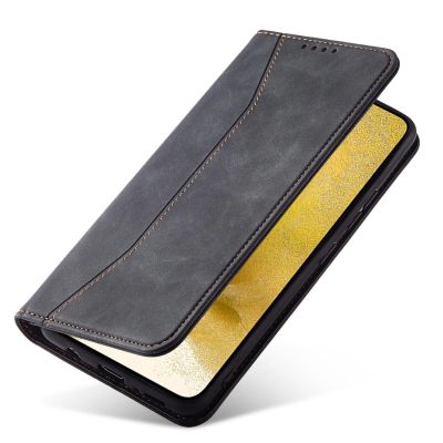 4. Magnet Fancy Case Cover für Samsung Galaxy S22 + (S22 Plus) Tasche Brieftasche Kartenhalter Schwarz