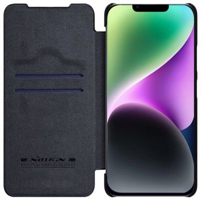 2. Nillkin Qin Leder Pro Hülle iPhone 14 Plus Kamera Cover Holster Cover Flip Case Schwarz