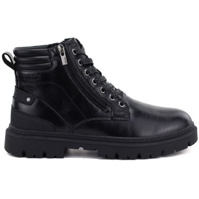 2. Schwarze Herren-Ankle-Boots aus Leder mit zwei Reißverschlüssen, Big Star UU174242