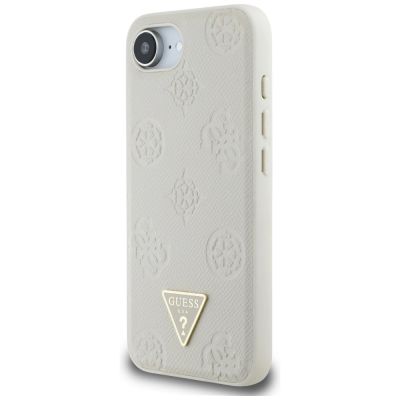 2. Guess Grained Hot Stamp Peony Triangle Logo MagSafe Hülle für iPhone 16e - Beige