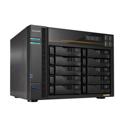 6. AS6810T NAS; Tower; 10x (3,5" SATA HDD/ 2,5" SSD); AMD Ryzen Embedded V3C14; 16 GB ECC DDR5 SODIMM (max. 64 GB), 2x 10GbE, 2x 5GbE, 4x M.2 2280 NVMe PCIe 4.0, 2x USB 4.0, 2x USB 3.2 Gen, 1x optionale 10GbE-Karte