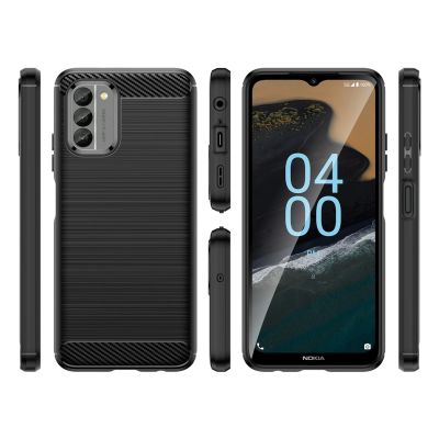 2. Carbon Case Cover für Nokia G400 flexibles Silikon Carbon Cover schwarz