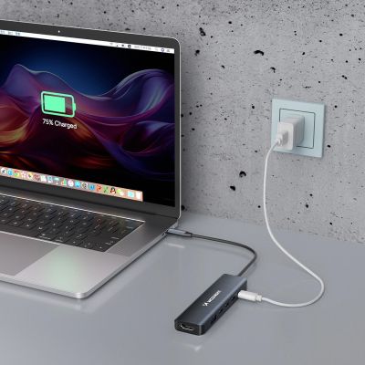 9. USB-C 6 in 1 Hub Wozinsky WHBC10Y4S Multifunktional, Aluminium, mit 25 cm Kabel - Grau