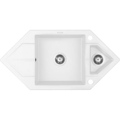 Granitspüle mit 1,5 Becken und Abtropffläche – Platzsparend ZQP A653 5908212063934