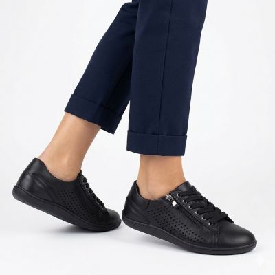 5. Damen-Barfußschuhe aus Leder, durchbrochen, schwarz, Gino Fabiani OL38-6