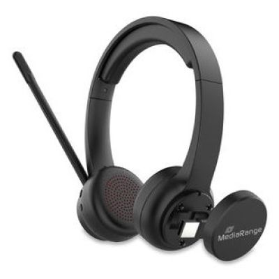 3. MediaRange MROS307 Kopfhörer/Headset Kabelloses Kopfband Anrufe/Musik USB Typ-C Bluetooth Schwarz