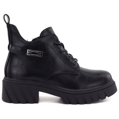 2. Damen-Botines mit Blockabsatz und Plateau, schwarz, Jezzi MR2502-3