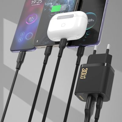 2. Dudao A27TCEU PD 30W GaN USB-A/USB-C-Wandladegerät mit USB-C-Kabel – Schwarz