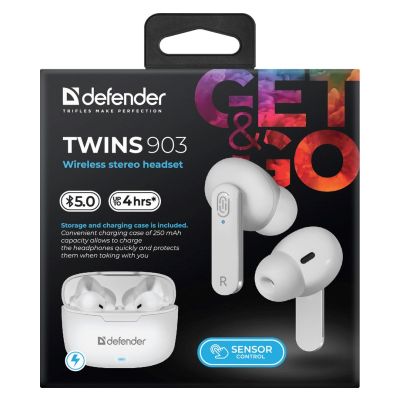 4. DEFENDER BLUETOOTH TWINS 903 IN-EAR-KOPFHÖRER WEISS 63903
