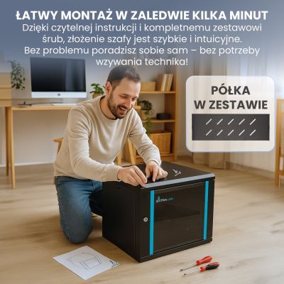13. Extralink LITE 9U 530X400 Wandmontage-Rackschrank Schwarz Wandmontageschrank