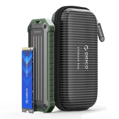 4. Orico OTPX-G2 M.2 NVMe/SATA SSD USB-C 3.2 Verstärkter Festplatteneinschub Taktisch - Grau-Grün