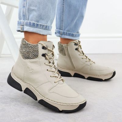 11. Bequeme beige Damenstiefeletten Rieker 45955-60