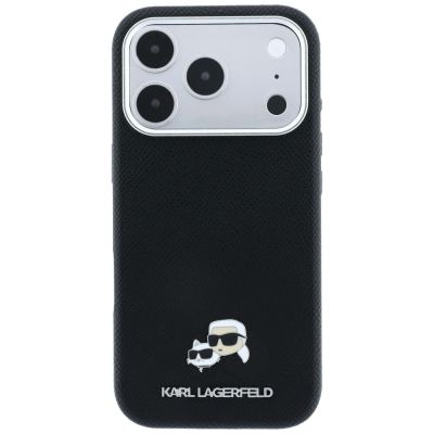 3. Karl Lagerfeld MagSafe-Schutzhülle aus Metall mit genarbter Oberfläche für iPhone 17 Pro / 18 Pro – Schwarz