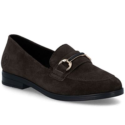 Braune Damen-Loafer aus Wildleder, Modell Rieker 46262-25