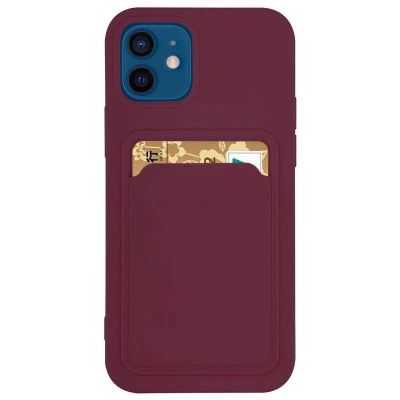 Kartenetui Silikon Wallet Case mit Kartenfach Dokumenten für Samsung Galaxy A42 5G Burgund