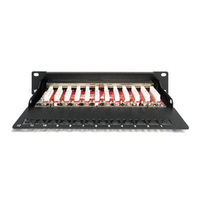 5. Digitus Patchpanel 10'' 12x RJ45, LSA-Level, Cat.6A, geschirmt, 1 HE, schwarz, Kabelführung