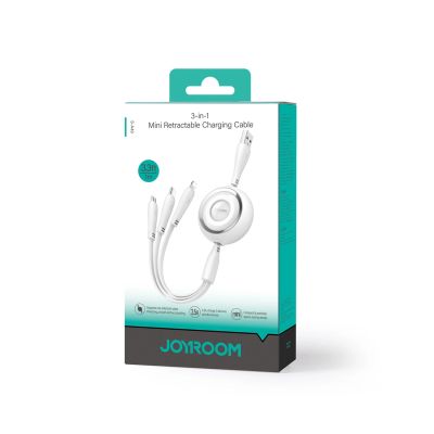 2. Joyroom Colourful Series S-A40 einziehbares 3in1 USB-A - USB-C / Lightning / Micro-USB-Kabel 1 m - Weiß