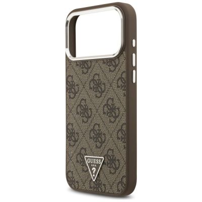 6. Guess 4G Triangle Logo MagSafe Hülle für iPhone 18 Pro Max / 17 Pro Max – Braun & Silber