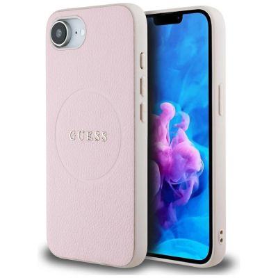 Guess Grained Ring MagSafe iPhone 16e Hülle - Rosa