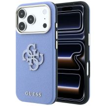 Guess Grained & Big Resin Logo Hülle für iPhone 18 Pro / 17 Pro - blau