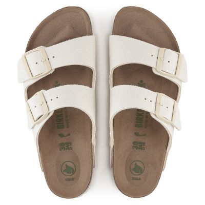 8. Birkenstock Arizona Vegan Damen Textil Narrow Eggshell Flip-Flops für schmale Füße (1022679)