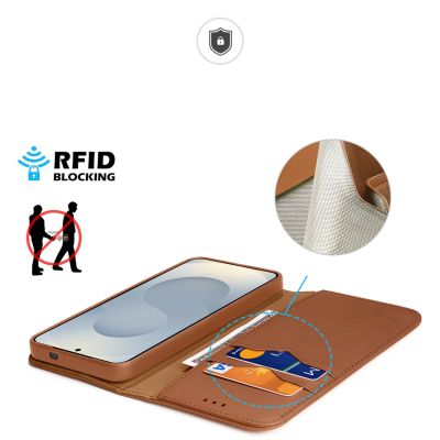 3. Dux Ducis Hivo Samsung Galaxy S25 Edge Hülle mit Klappdeckel und RFID-Schutz - Braun